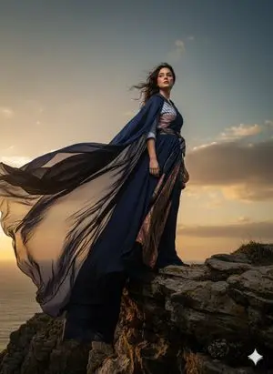 High-Fashion Cinematic Portrait Emphasizing Motion