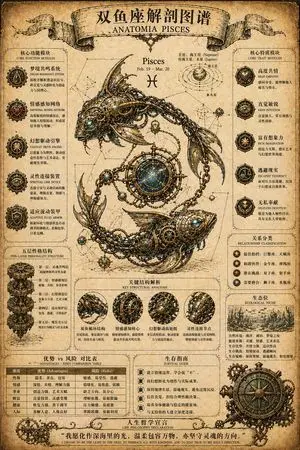 Steampunk Zodiac Anatomy Poster