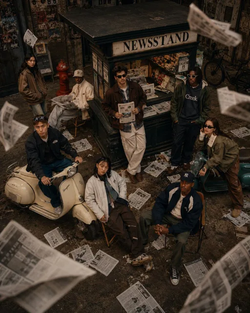Retro Newsstand Fashion Scene