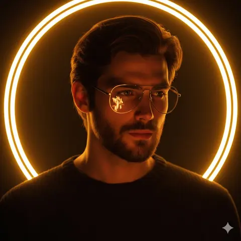 Cinematic portrait of a handsome young man with short