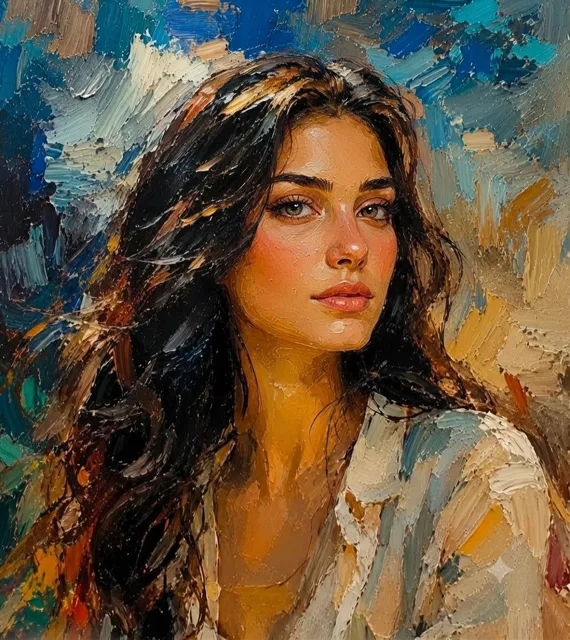 Textured Impasto Oil Portrait