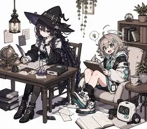 Cozy Witch and Halo Girl Study Scene
