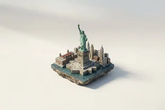 A miniature isometric architectural diorama of [LANDMARK NAME], accurately