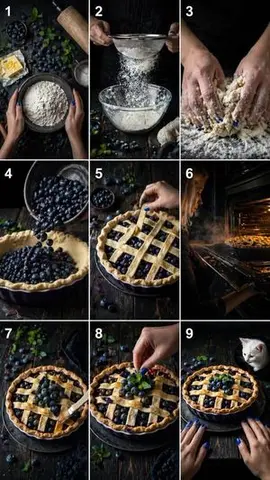 9-Step Rustic Blueberry Pie Collage