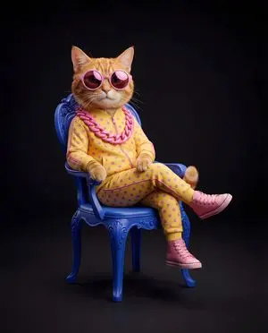 Stylish Anthropomorphic Cat in Tracksuit