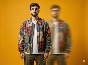 Avant-Garde Fashion Portrait with Ghost Duplicate