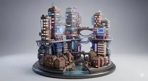 Cyberpunk City Block Collectible Diorama