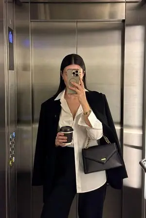 iPhone Mirror Selfie with Old Money Corporate Elegance Vibe