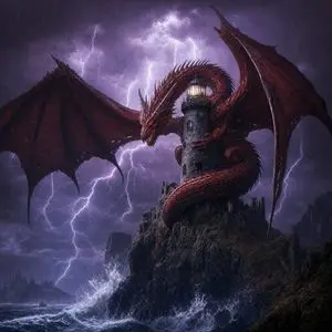 Red Dragon Lighthouse Storm