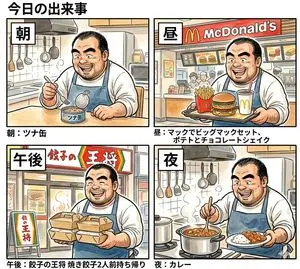 4-Panel Manga Prompt: A Day's Meals