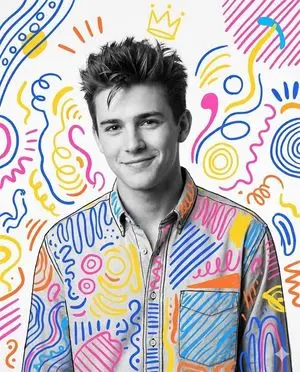 Mixed Media Portrait with Pop Art Doodles