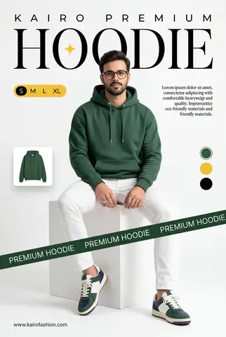 A professional commercial fashion advertisement featuring [a young male