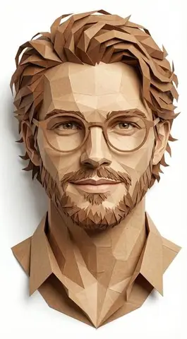Digital Papercraft Portrait of a Young Man