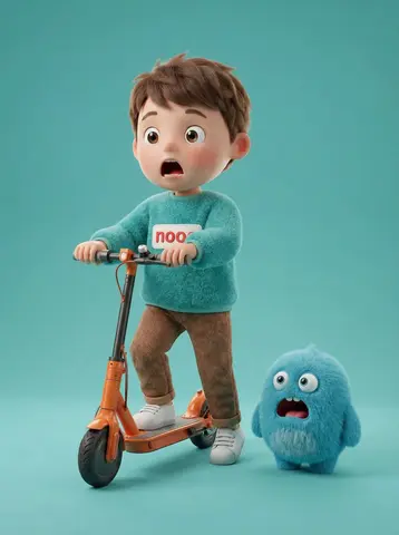 A high-quality 3D render of a cute young boy