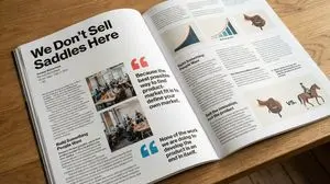 Glossy magazine article layout from text