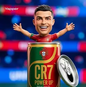 Stylized Football Figurine Popping Out of Energy Drink Can