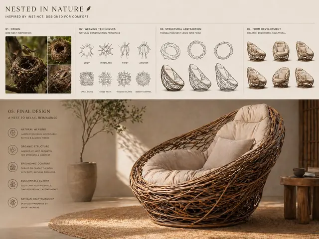 Conceptual transformation, bird nest construction techniques shaping a sculptural