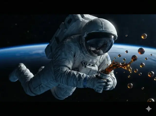 A high-detail, cinematic shot of an astronaut floating in