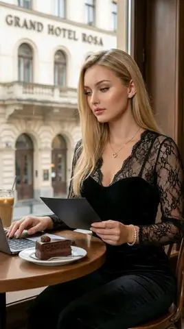 Hyper-Realistic Cinematic Portrait of a Captivating Woman in a Café