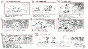 Hand-Drawn Storyboard Previs Sketch