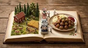 Culinary Pop-Up Book Diorama of Swedish Meatballs