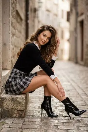 High-Fashion Preppy Look in Cobblestone Alley