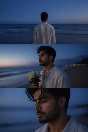 Melancholic blue hour portrait