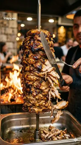 Cinematic Shawarma Rotisserie Shot