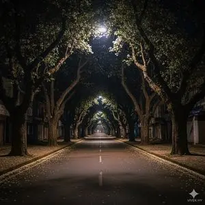 Ultra-realistic Night Street Scene with Petals