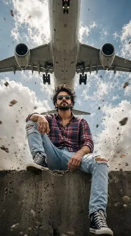 Extreme Low Angle Airplane Portrait