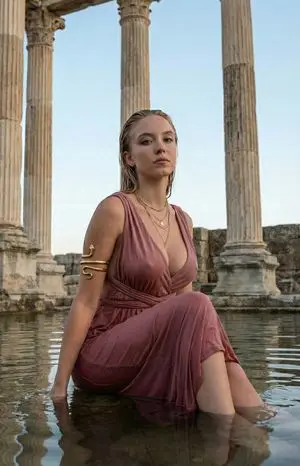 Sydney Sweeney as Modern Aphrodite in Flooded Ruins