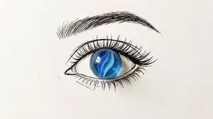 Minimalist Mixed-Media Eye Illustration