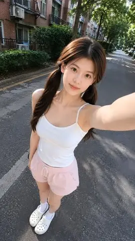 High-Angle Summer Street Selfie