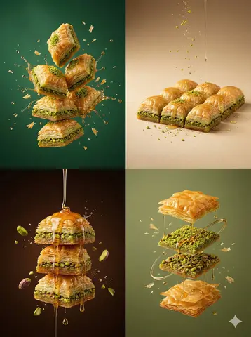 Traditional Pistachio Baklava Ultra High Detail, Razor Sharp Focus, Luxury Dessert Clarity