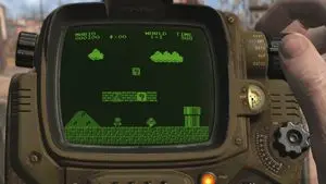 Retro Wrist Computer Playing Classic Platformer
