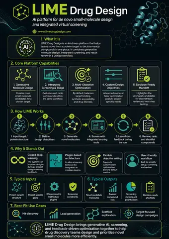 Research LIME Drug Design and make a detailed infographic about it