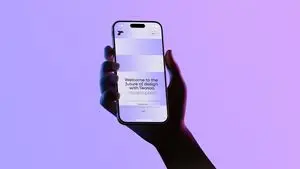 Neon Hand Holding Smartphone Mockup