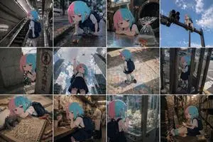 Anime Character in Real World Grid