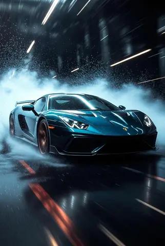 Hyper-realistic cinematic product photograph of a luxury sports car