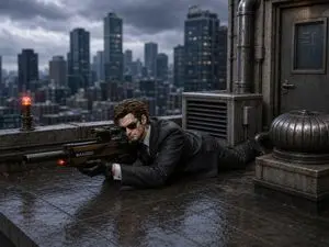 Rainy Rooftop Sniper Diorama