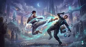 Ryu Performing Tatsumaki Senpukyaku on a Spy in Final Fantasy Style