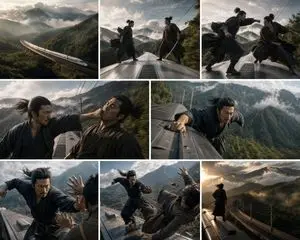 Bullet Train Rooftop Fight Storyboard