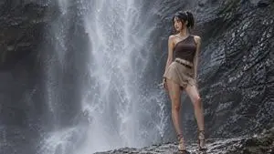 Fashion Portrait at a Waterfall