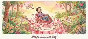 Image Transformation into Watercolor Valentine's Day Card