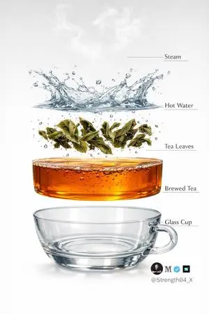 Hyper-realistic Tea Photography Prompts (Still Life and Exploded View)