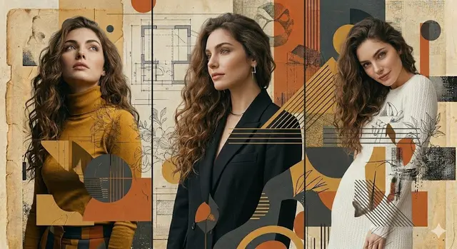 A high-resolution, photorealistic three-panel composition featuring a woman with