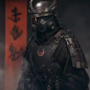 Futuristic Dark Samurai Portrait