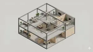 Minimalist 3D Isometric Architectural Diorama