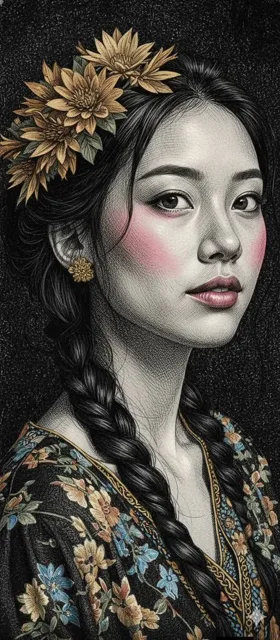 Engraved Surreal Illustration Portrait