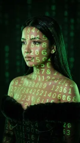 Cyber Projector Numbers Beauty Portrait Prompt (JSON format)